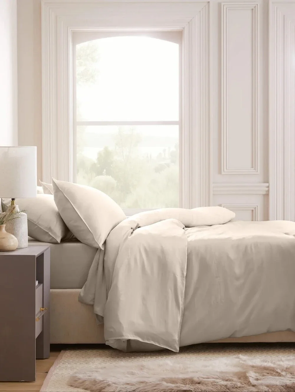 Quince Organic Bamboo Cal King Neutral Cream Duvet Cover NWT Sand
